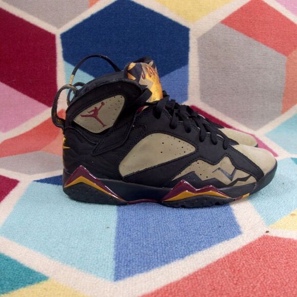 Nike Air Jordan 7 Retro Black Olive Cherrywood Red Sneakers Men's Size 9 US - Picture 3 of 8